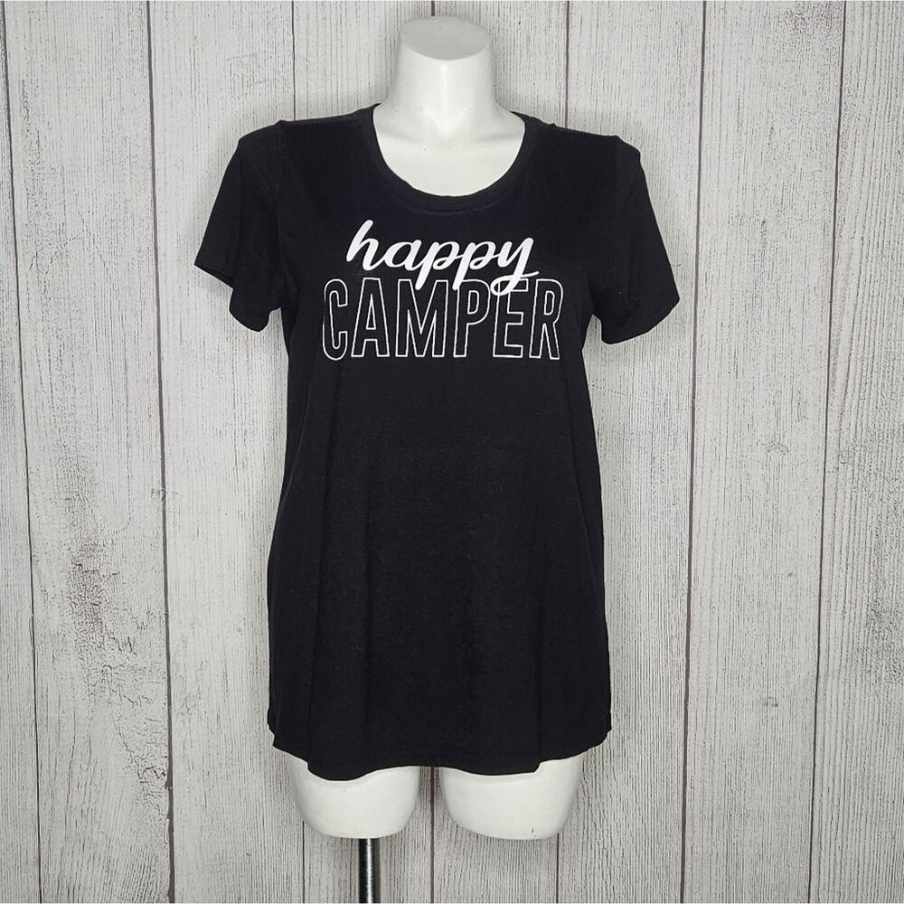 Torrid Slim Fit HAPPY CAMPER Black Short Sleeve T-Shirt, sz 1